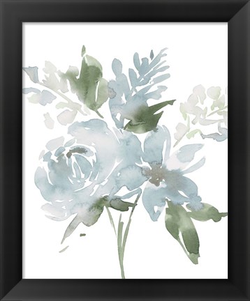 Framed Restful Blue Floral II Print