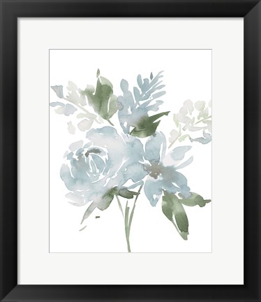 Framed Restful Blue Floral II Print