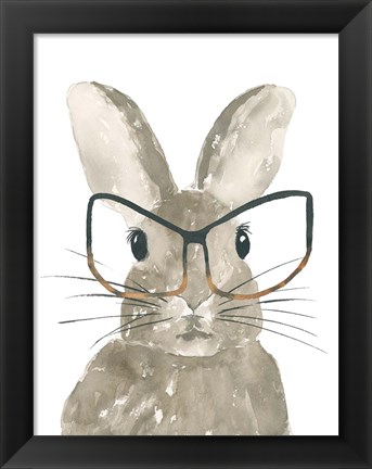 Framed Bunny With Glasses Print