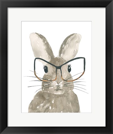 Framed Bunny With Glasses Print