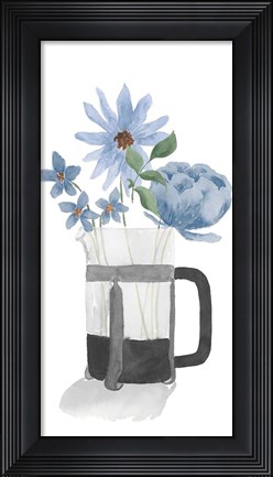 Framed Tumbler Of Blue Flowers II Print