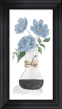 Framed Tumbler Of Blue Flowers I Print