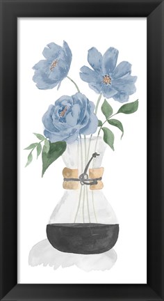 Framed Tumbler Of Blue Flowers I Print