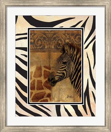 Framed Elegant Safari with Border I (Zebra) Print