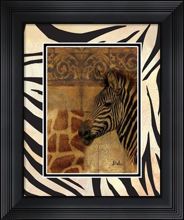 Framed Elegant Safari with Border I (Zebra) Print