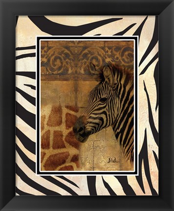 Framed Elegant Safari with Border I (Zebra) Print