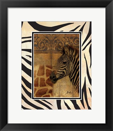 Framed Elegant Safari with Border I (Zebra) Print