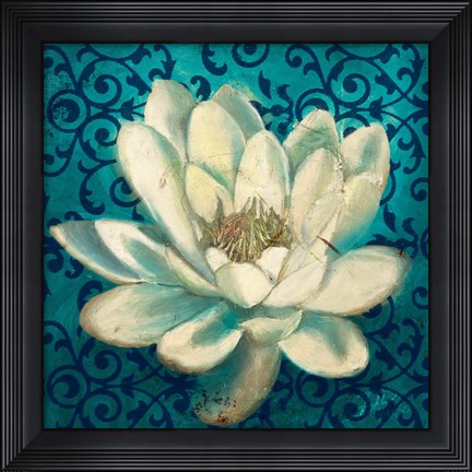 Framed Water Lilly on Teal Print
