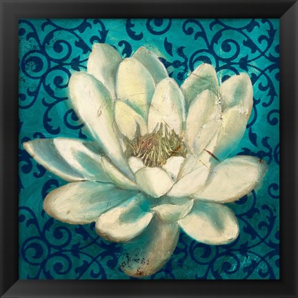 Framed Water Lilly on Teal Print