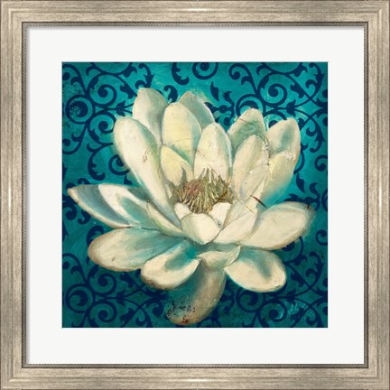 Framed Water Lilly on Teal Print