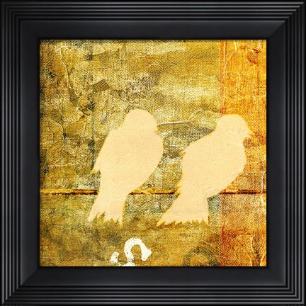 Framed Birds Meeting Orange I Print
