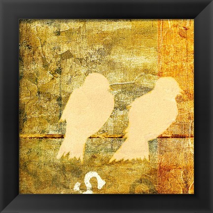 Framed Birds Meeting Orange I Print