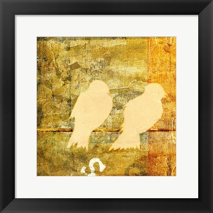 Framed Birds Meeting Orange I Print