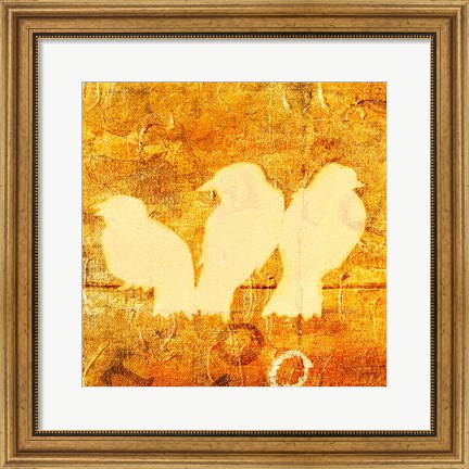 Framed Birds Meeting Orange II Print