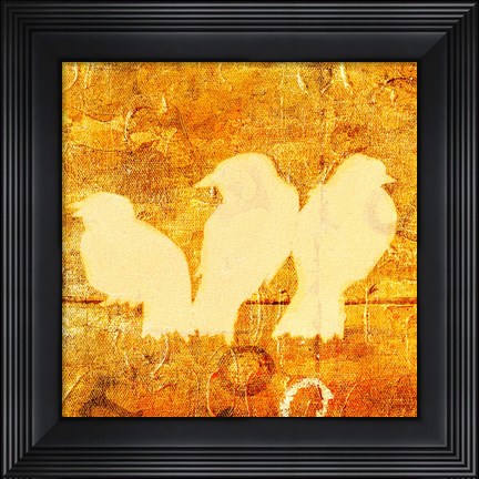 Framed Birds Meeting Orange II Print