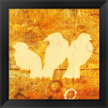 Framed Birds Meeting Orange II Print