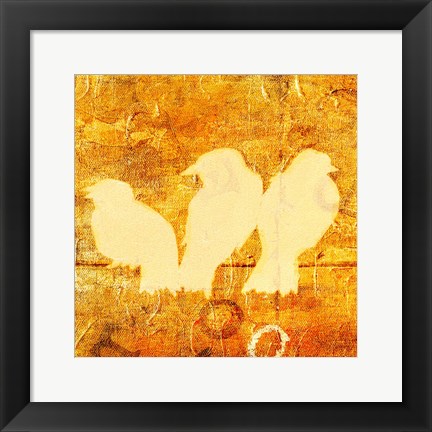 Framed Birds Meeting Orange II Print