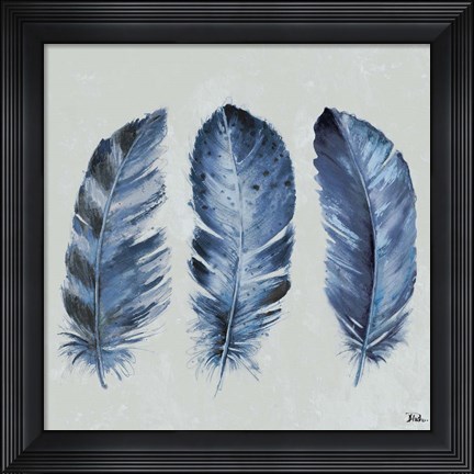 Framed Indigo Feathers II Print