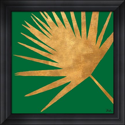 Framed Gold Organic On Green Print