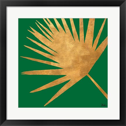 Framed Gold Organic On Green Print