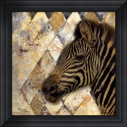 Framed Golden Safari I (Zebra) Print