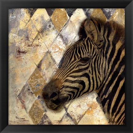 Framed Golden Safari I (Zebra) Print