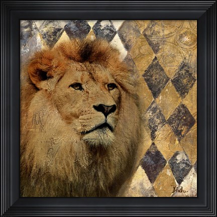 Framed Golden Safari IV (Lion) Print