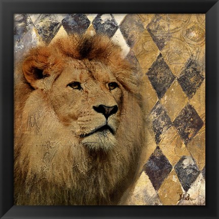 Framed Golden Safari IV (Lion) Print