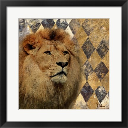 Framed Golden Safari IV (Lion) Print