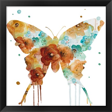 Framed Mis Flores Butterfly I Print