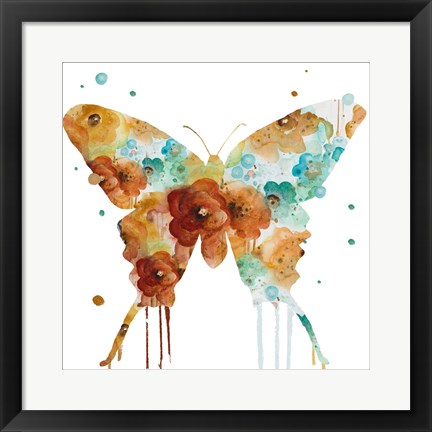 Framed Mis Flores Butterfly I Print