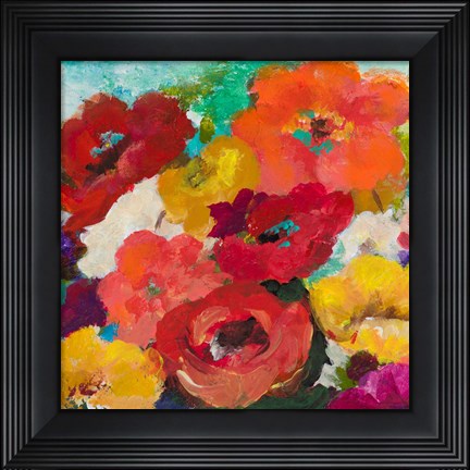 Framed Cheerful Flowers Square Print