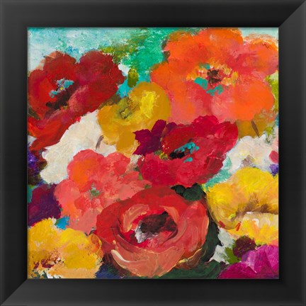 Framed Cheerful Flowers Square Print