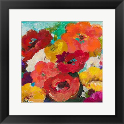Framed Cheerful Flowers Square Print