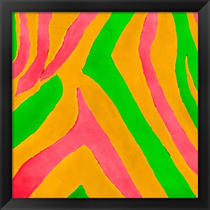 Framed Psychedelic Zebra Print I Print