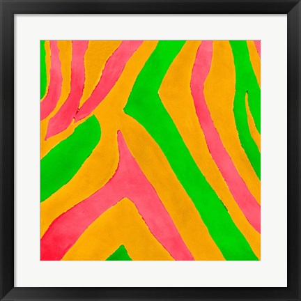 Framed Psychedelic Zebra Print I Print