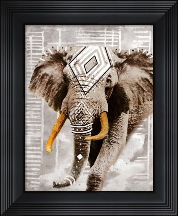 Framed Modern Boho Elephant Print