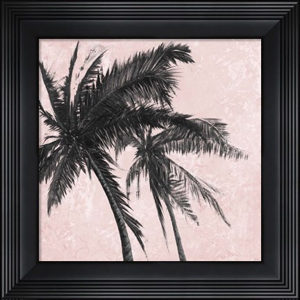 Framed Gray Palm on Pink II Print