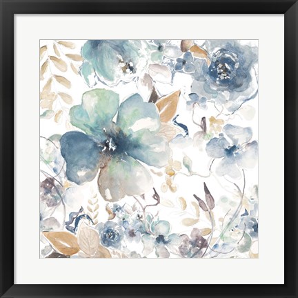 Framed Indigo Beauty on White I Print