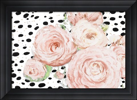 Framed Soft Romance on Black Dots Print
