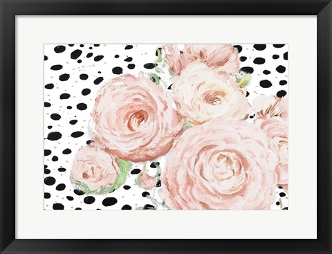 Framed Soft Romance on Black Dots Print