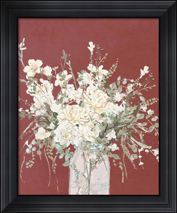 Framed Warm Flowers in Glass Vase Print