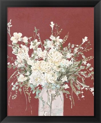 Framed Warm Flowers in Glass Vase Print