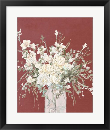 Framed Warm Flowers in Glass Vase Print