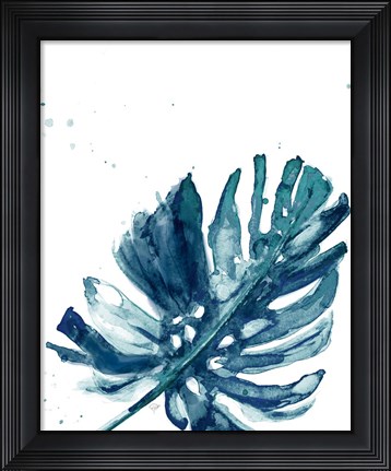 Framed Teal Palm Frond I Print