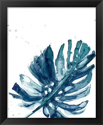 Framed Teal Palm Frond I Print