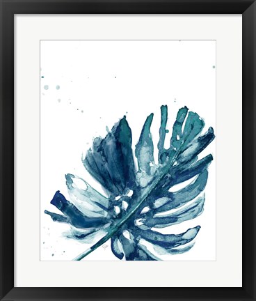 Framed Teal Palm Frond I Print