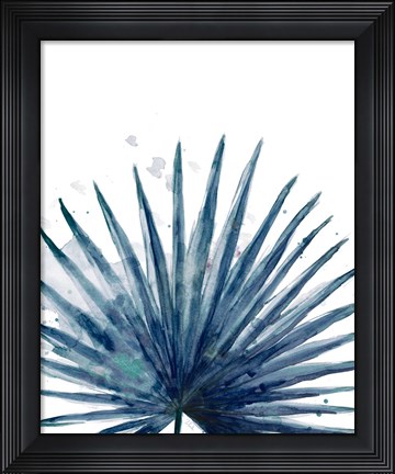 Framed Teal Palm Frond II Print