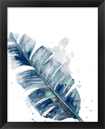 Framed Teal Palm Frond III Print