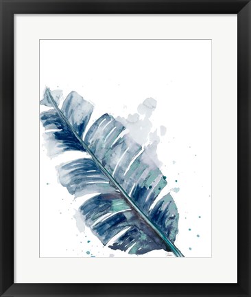 Framed Teal Palm Frond III Print